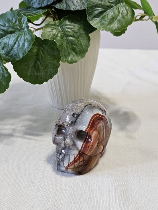 Other - Carved Banded Agate Skull Sculpture